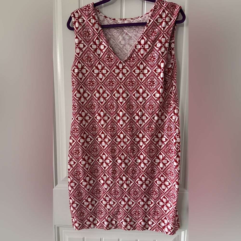 Boden Red and White Swirl Reversible cotton Dress